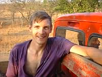 Relaxing on a flatbed truck